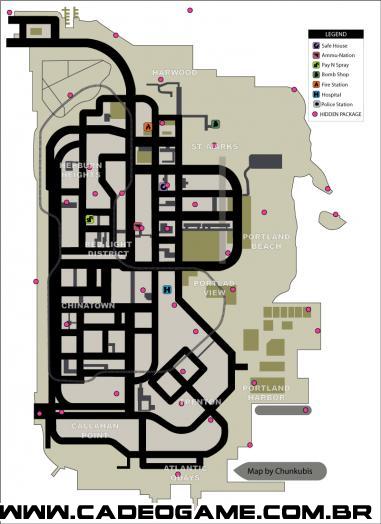 Grand Theft Auto III Hidden Packages Map: Shoreside Vale Map for